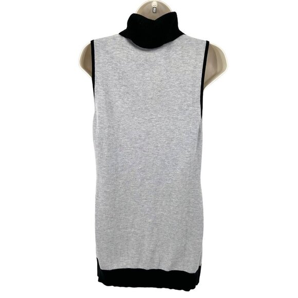 WHBM BLACK & GRAY SLEEVELESS TURTLENECK LONG SWEATER - M - Picture 3 of 4